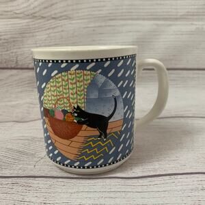 Vintage Westwood Cat Coffee Mug Tuxedo Kitty with Basket of Yarn 1991